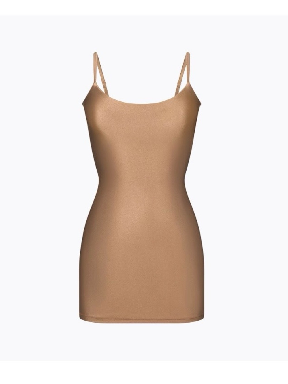 SKIMS Tan Seamless Slip Mini Dress with Adjustable Straps